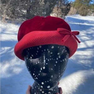 Beautiful red velvety vintage 1950s hat by Ilten.  So cute!